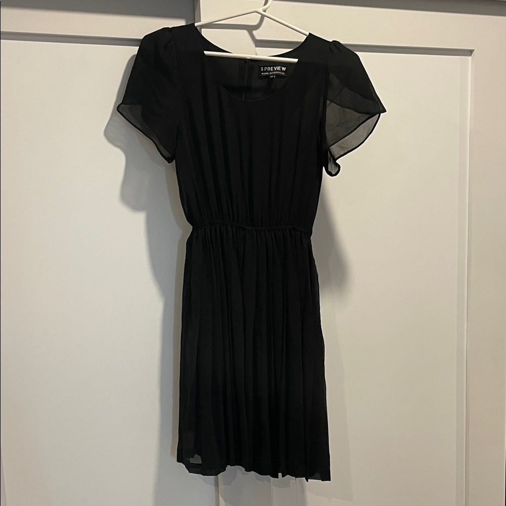 Black Dress with Sheer Sleeves